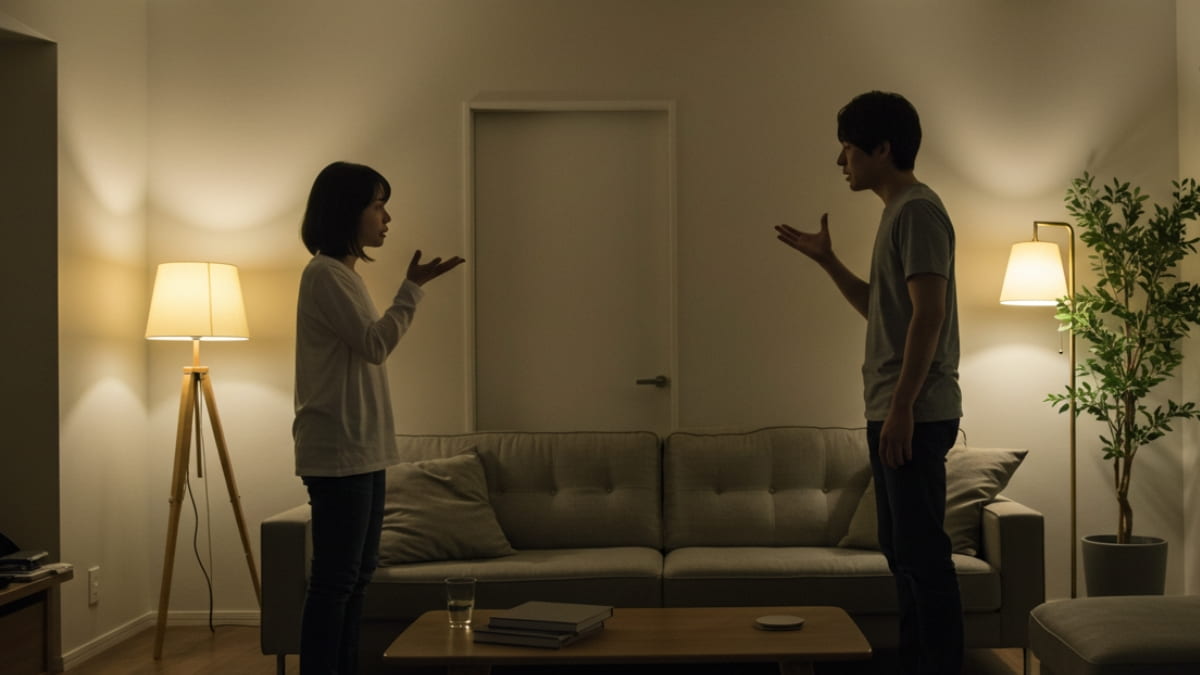 男女で喧嘩する様子
